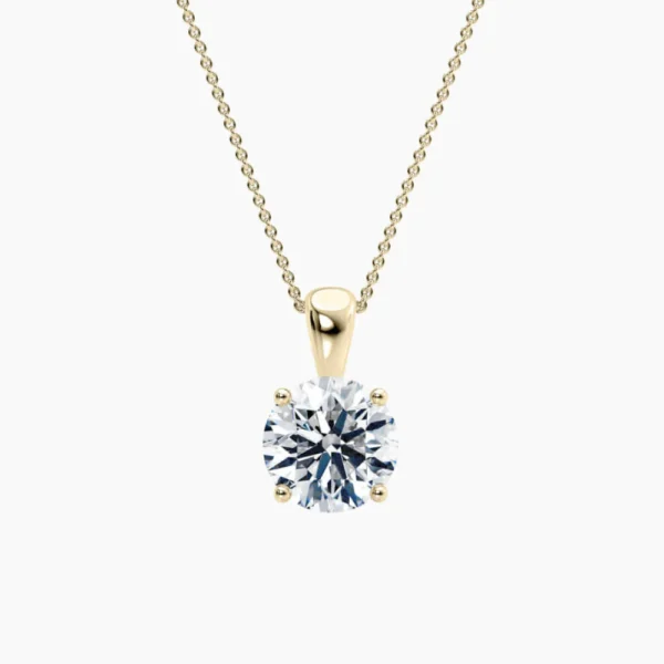 Round Pendant Lab Diamond Necklace 18K Gold