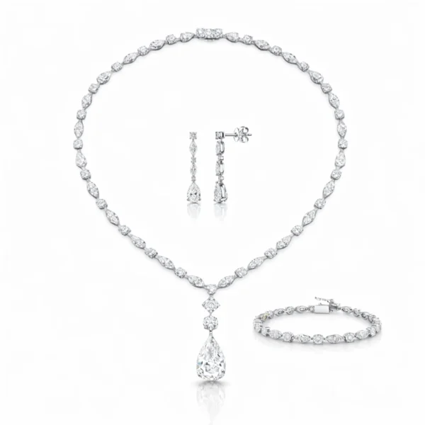 45 Carat Monique High Jewelry Bridal Lab-Grown Diamond Set 18K White Gold